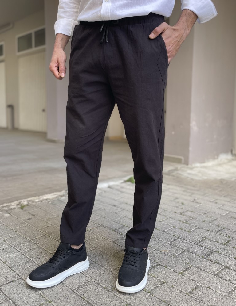 Marrakech ανδρικό μαύρο υφασμάτινο παντελόνι με λάστιχο PNT2099 φωτογραφία